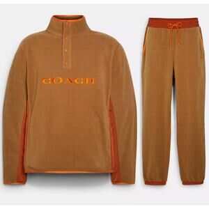 Coach | Fleece Popover Quarter-Button Long Sleeve Top & Jogger Pants Track Set